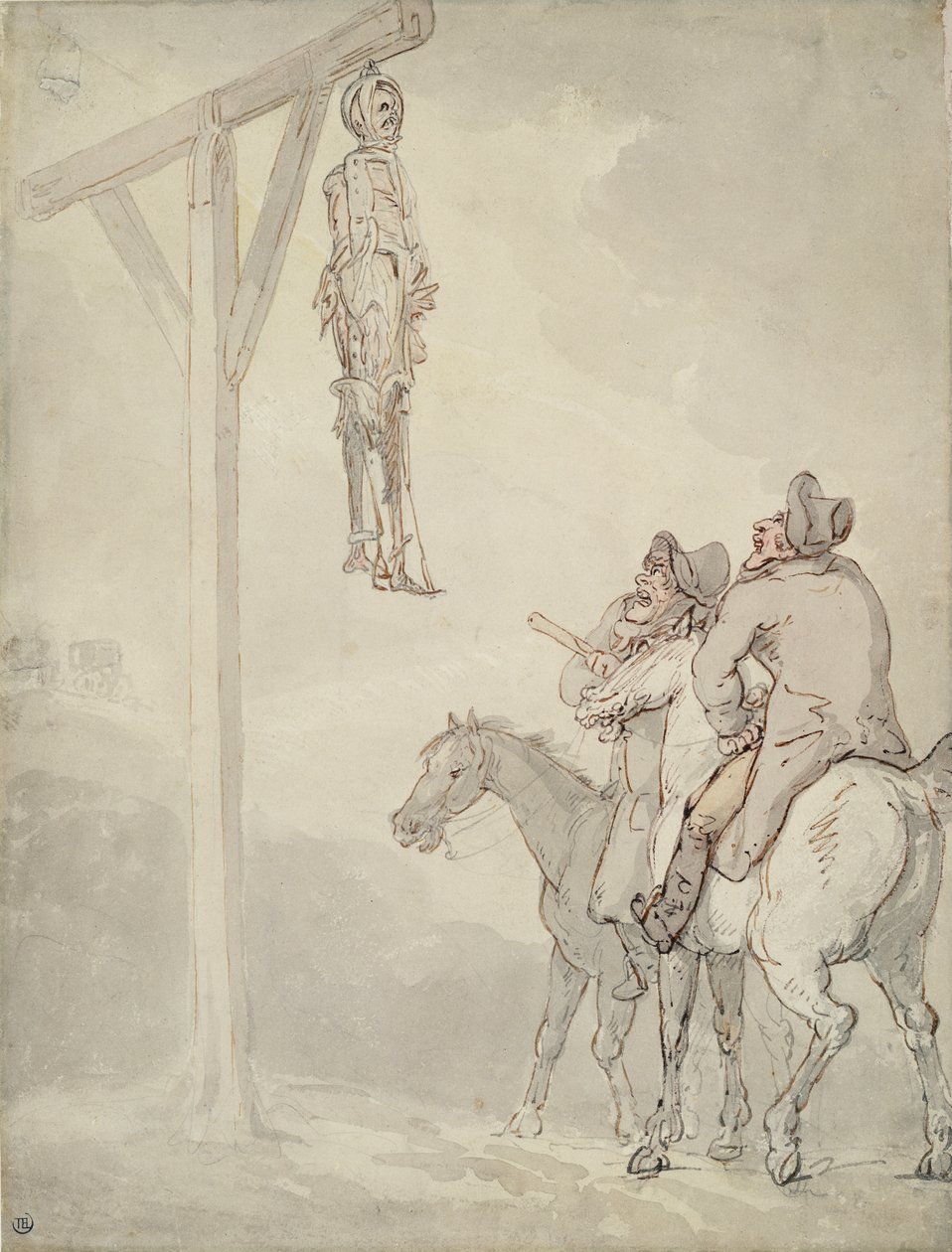 O Gibbet (caneta e tinta, aquarela e lápis sobre papel) de Thomas Rowlandson