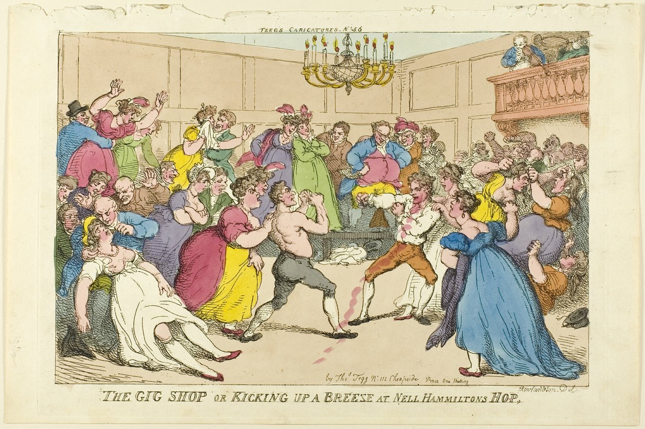 The Gig Shop ou chutando uma brisa no Nell Hammiltons Hop de Thomas Rowlandson
