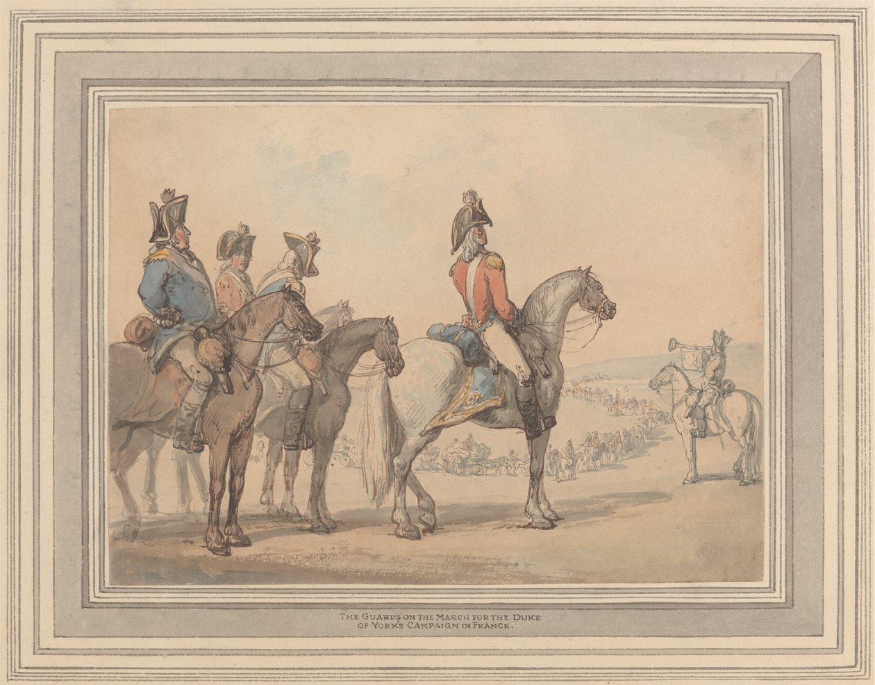 Os Guardas na Marcha da Campanha do Duque de York em França de Thomas Rowlandson