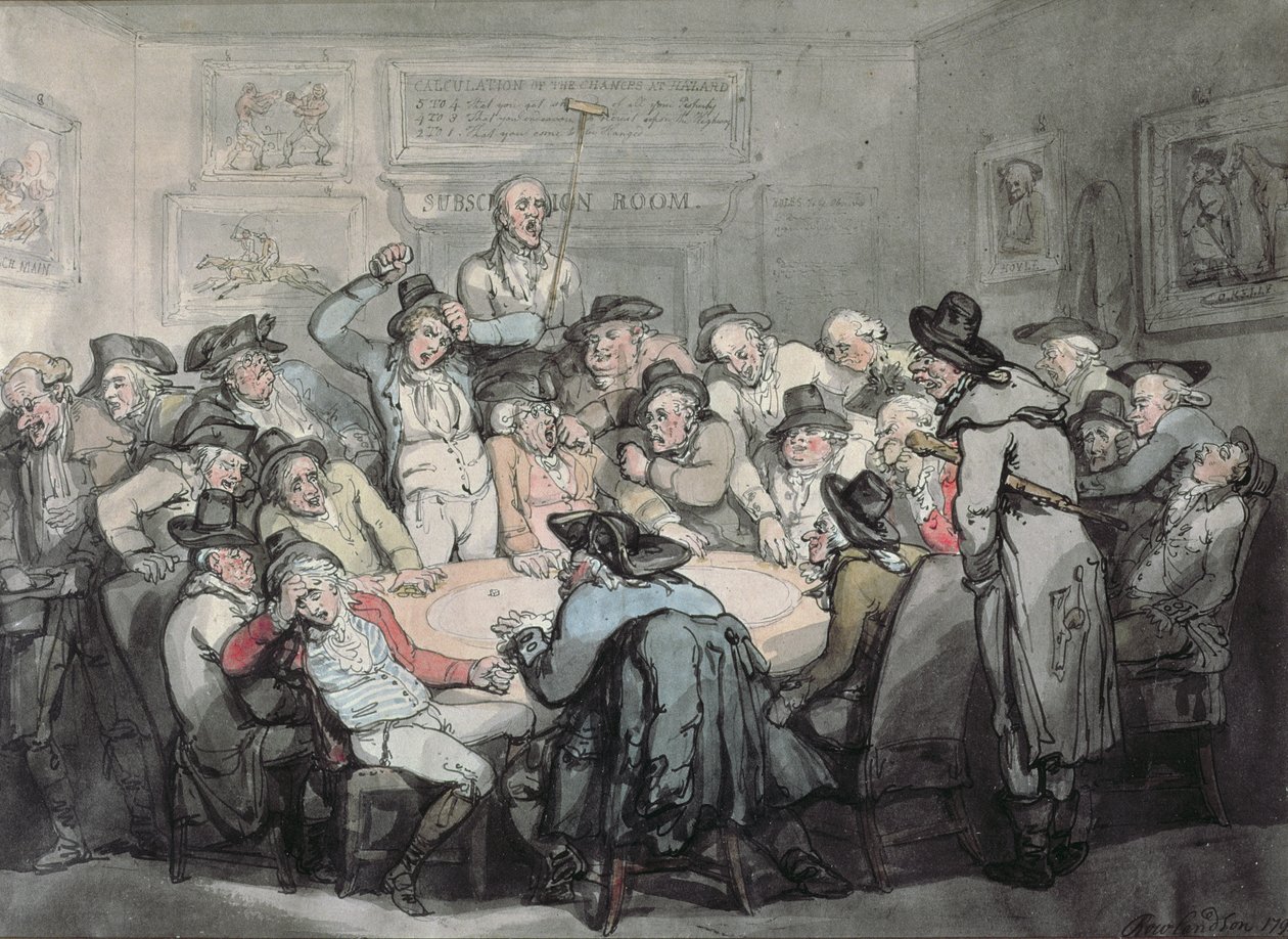A sala de perigo (aquarela) de Thomas Rowlandson