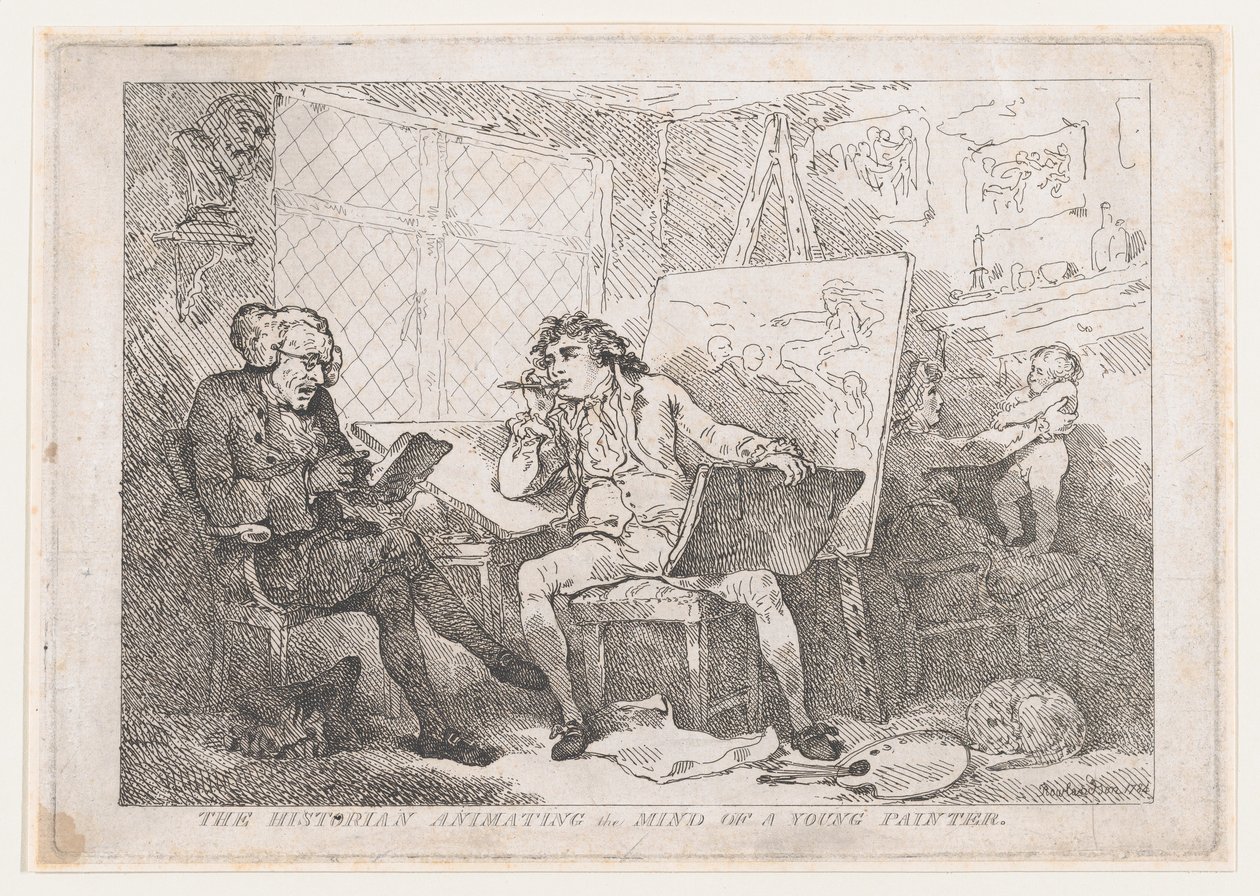 O historiador que inspira a mente de um jovem pintor de Thomas Rowlandson