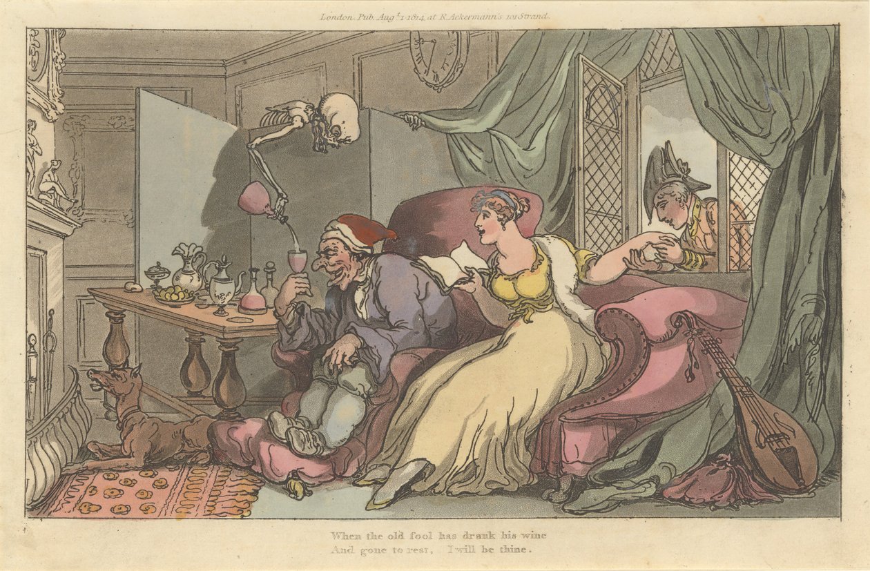 The Honey Moon The English Dance of Death, gravura 13, 1º de agosto de 1814. de Thomas Rowlandson