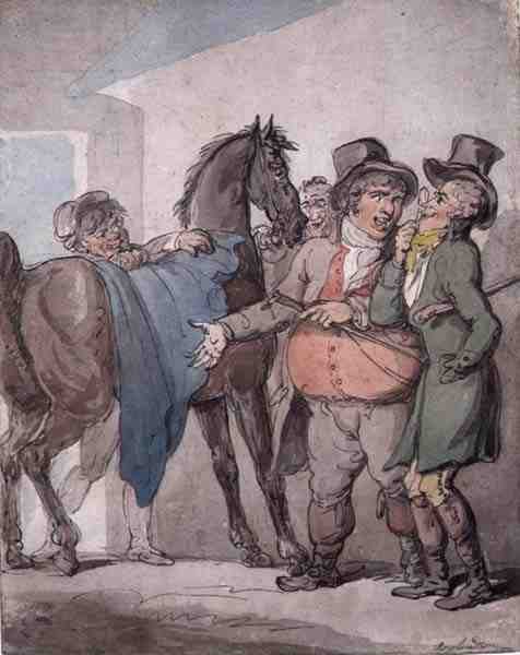 The Horse Deal (caneta, aguarela e lápis sobre papel) de Thomas Rowlandson