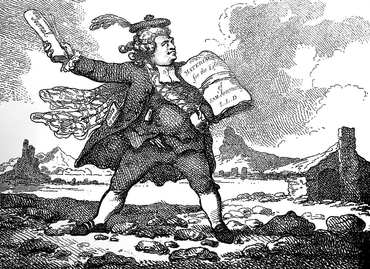 O jornalista com uma visão de Auchinleck ou The Land of Stones, c 1786. de Thomas Rowlandson