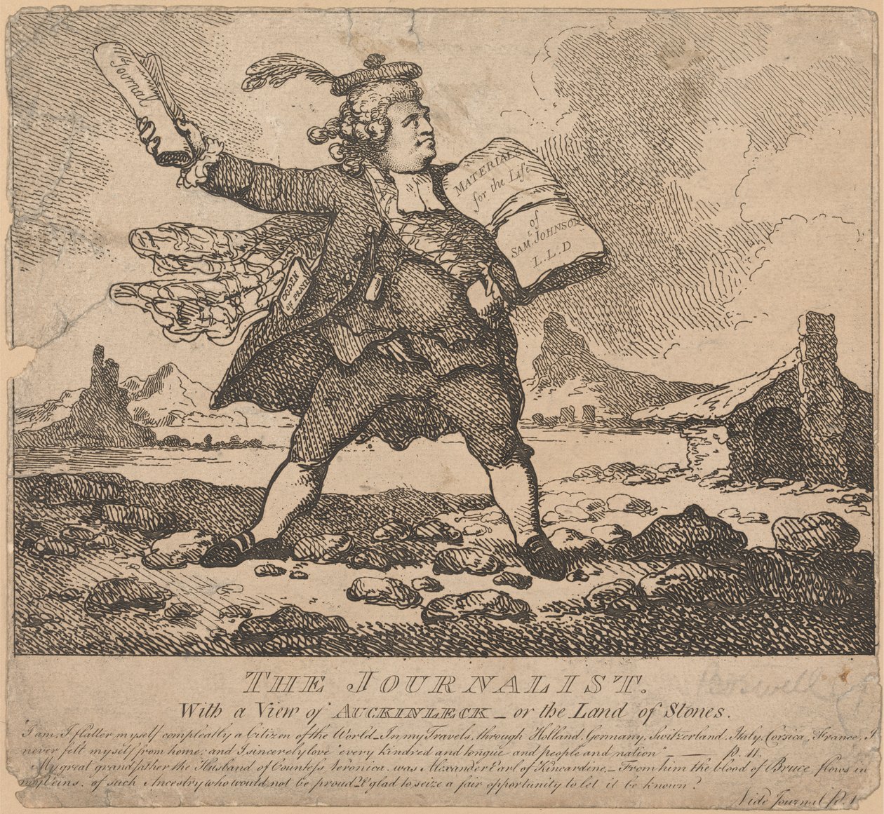 O Jornalista, com vista para Auchinleck ou para o País das Pedras de Thomas Rowlandson