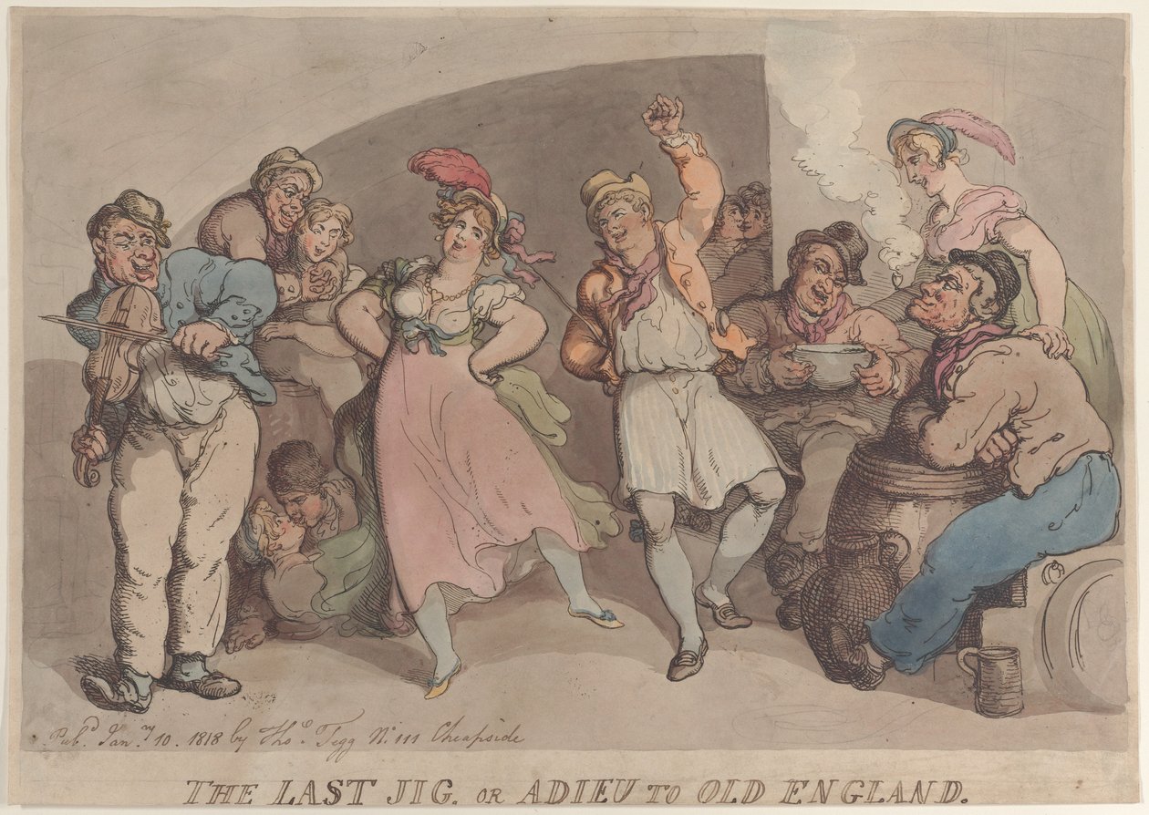 The Last Jig ou Adieu to Old England, 10 de janeiro de 1818., 10 de janeiro de 1818. de Thomas Rowlandson