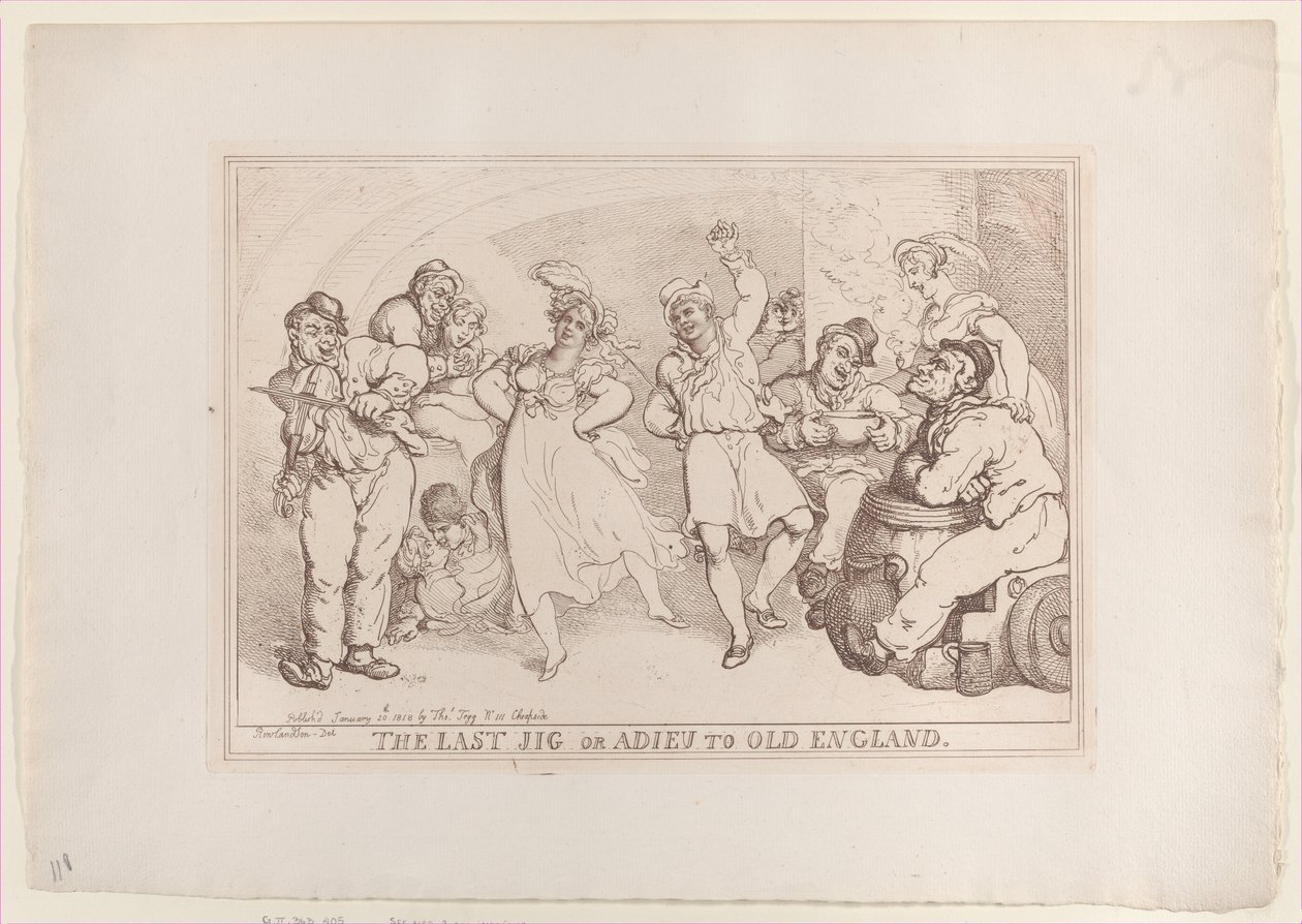 The Last Jig ou Adieu to Old England, 20 de janeiro de 1818., 20 de janeiro de 1818. de Thomas Rowlandson