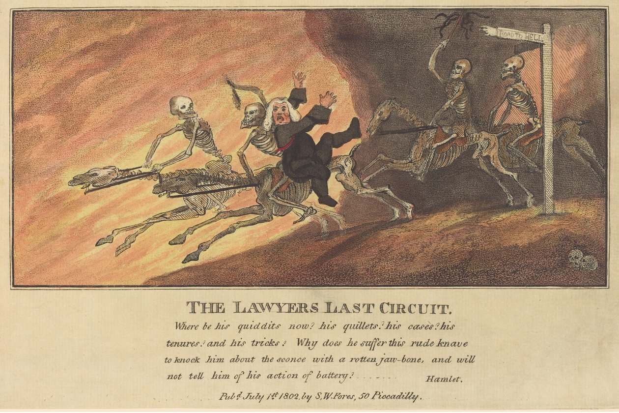 The Lawyers Last Circuit, publicado em 1802. de Thomas Rowlandson