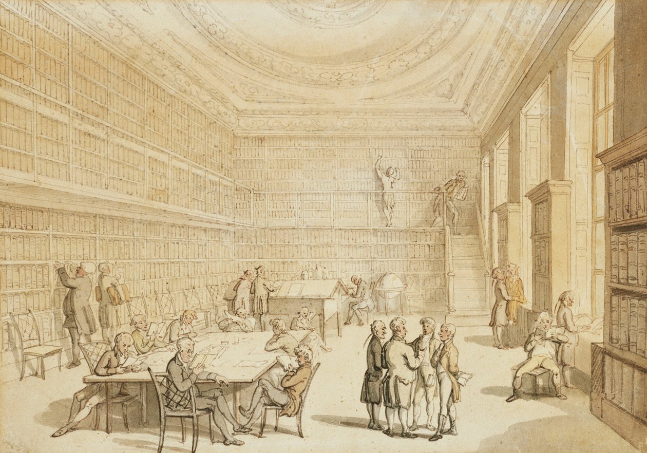 A Biblioteca da Royal Institution, Albemarle Street, de Thomas Rowlandson