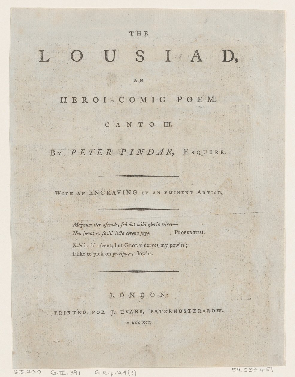 A Lousíade de Peter Pindar, Frontispício, 1787., 1787. de Thomas Rowlandson
