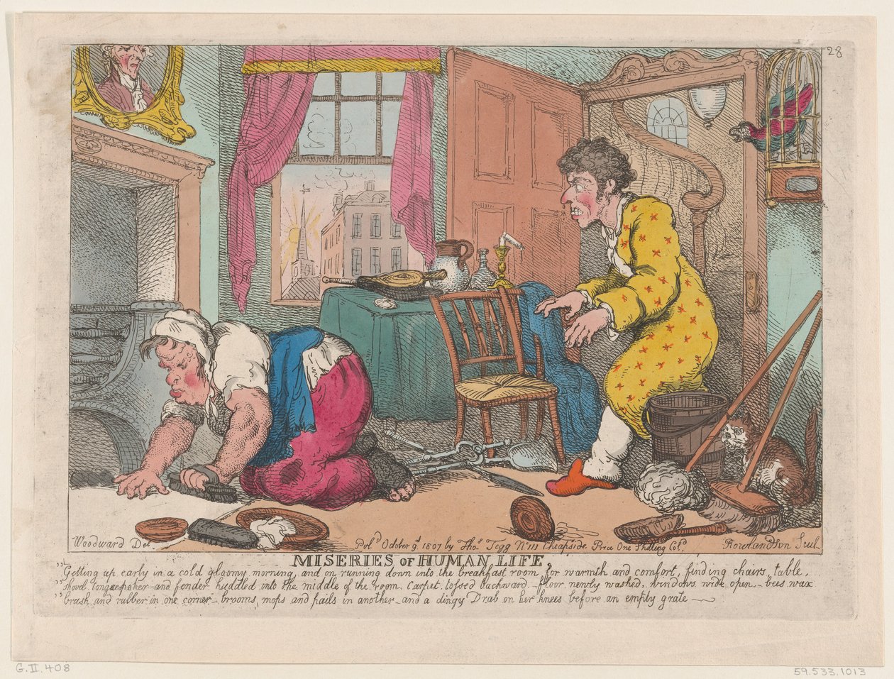 As misérias da vida humana: levantar cedo em uma manhã fria e sombria... antes..., 9 de outubro de 1807. de Thomas Rowlandson