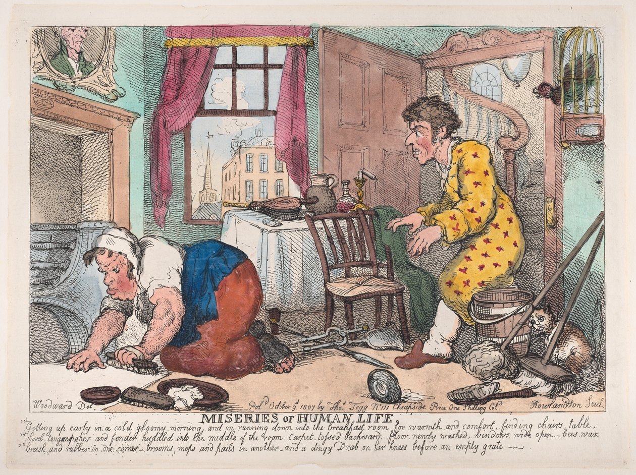 As misérias da vida humana: levantar cedo em uma manhã fria e sombria... antes..., 9 de outubro de 1807. de Thomas Rowlandson