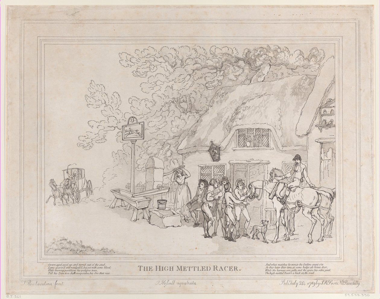The Post Horse from The Life of a Racehorse, or The High-Mettled Racer, 20 de julho..., 20 de julho de 1789 de Thomas Rowlandson