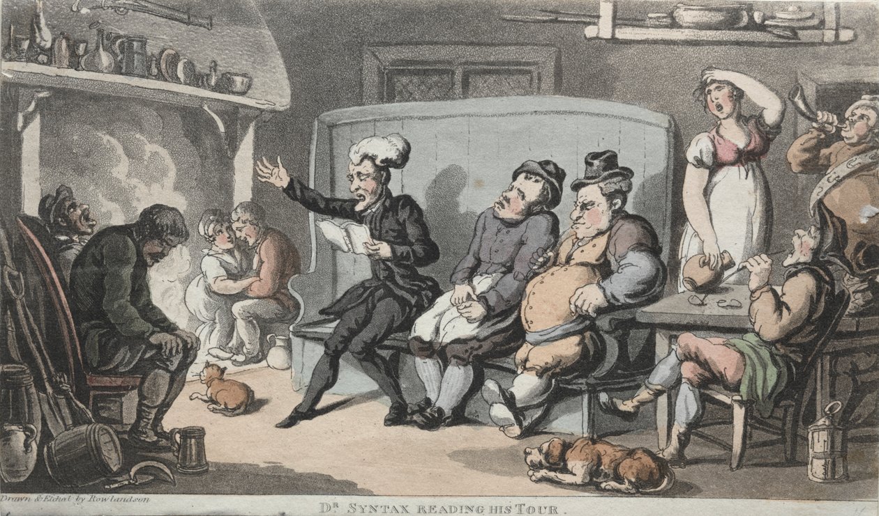 O Rev. Dr. Sintaxe Lendo seu Tour de Thomas Rowlandson