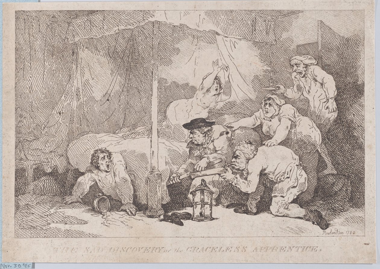 A triste descoberta do aprendiz sem graça, 30 de novembro de 1785., 30 de novembro de 1785. de Thomas Rowlandson
