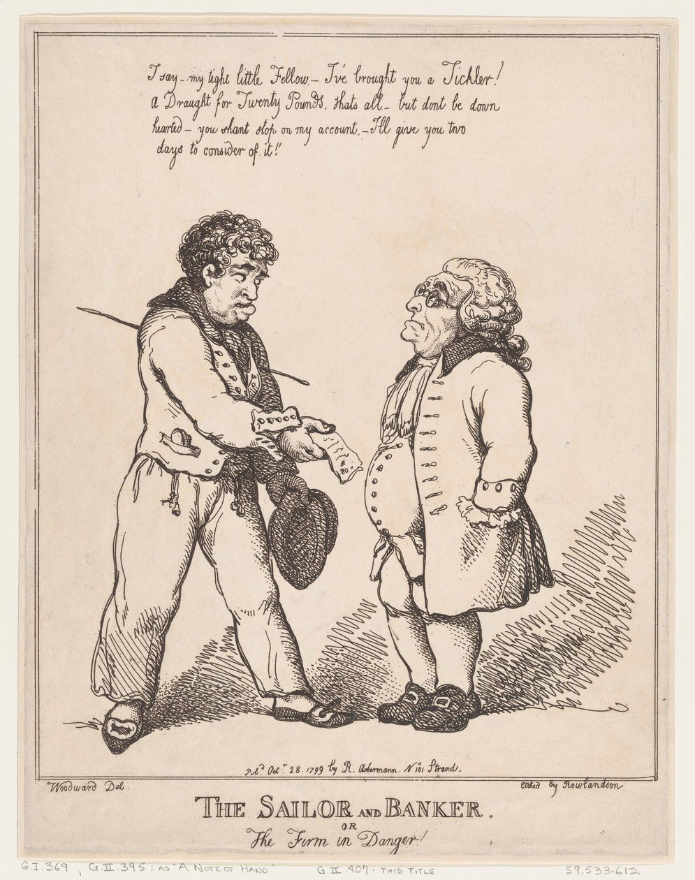 The Sailor and Banker, or the Firm in Danger, 28 de outubro de 1799., 28 de outubro de 1799. de Thomas Rowlandson