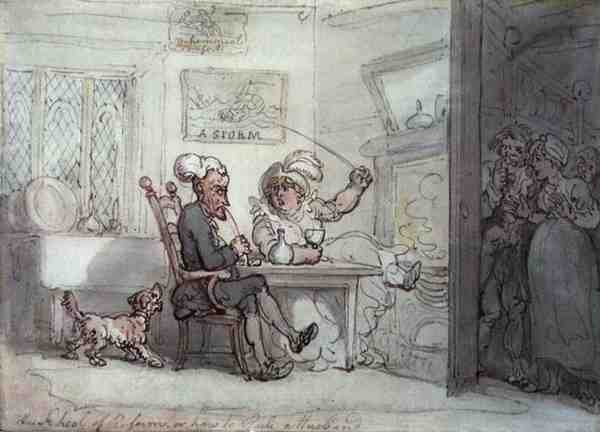 "A Escola da Reforma, ou Como Governar um Marido" (caneta, aguarela e lápis no papel) de Thomas Rowlandson