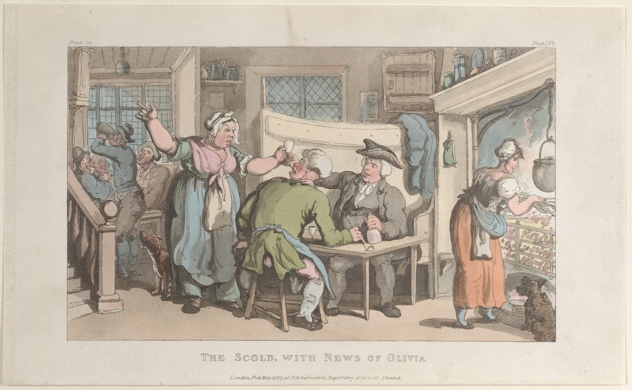 A repreensão, com notícias de Olivia, de The Vicar of Wakefield, 1º de maio de 1817., 1º de maio de 1817. de Thomas Rowlandson