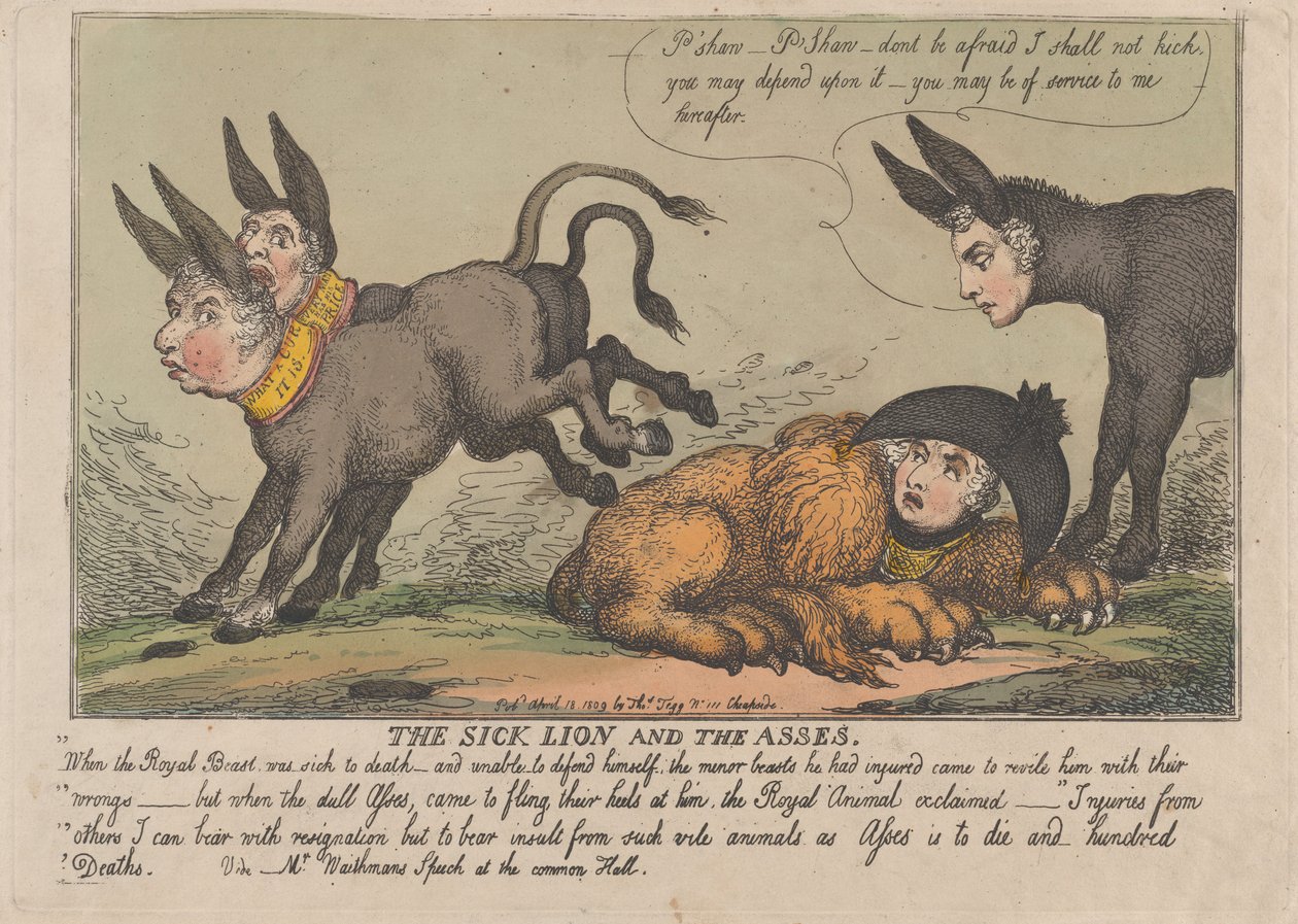 The Sick Lion and The Asses, 18 de Abril de 1809., 18 de Abril de 1809. de Thomas Rowlandson