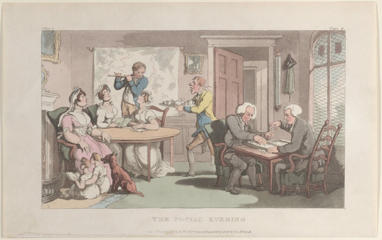A Noite Social, de The Vicar of Wakefield, 1º de maio de 1817., 1º de maio de 1817. de Thomas Rowlandson