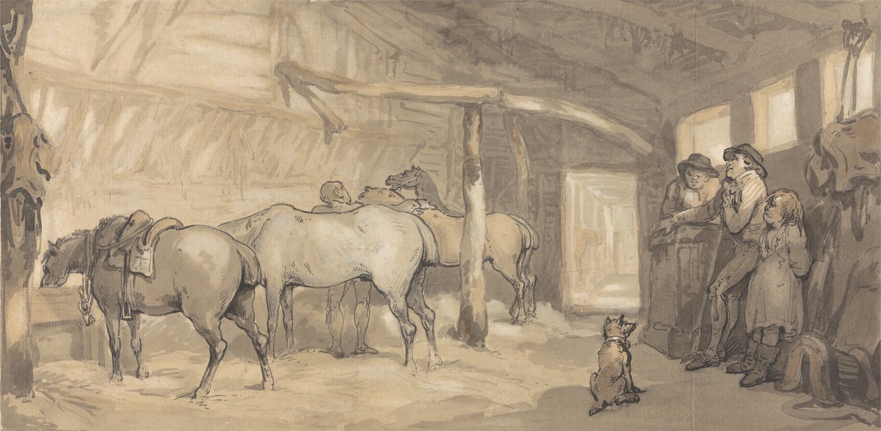 The Stable of an Inn, c.1790 (grafite e caneta e tinta e aquarela sobre papel) de Thomas Rowlandson