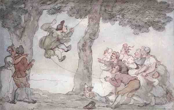 O Swing (tinta, aguarela e lápis sobre papel) de Thomas Rowlandson