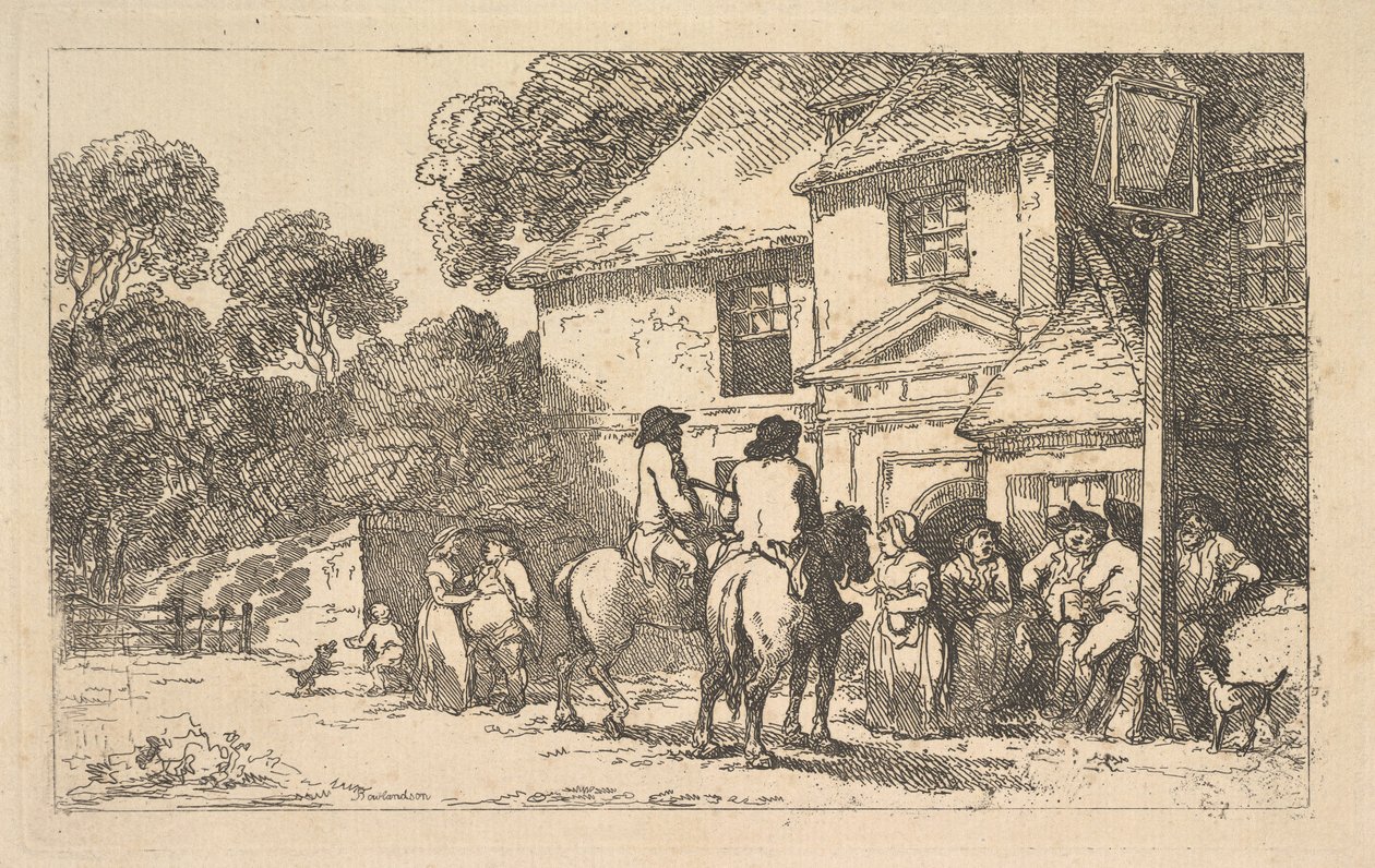 The Three Horseshoes, uma estalagem na estrada, 18 de dezembro de 1787. de Thomas Rowlandson