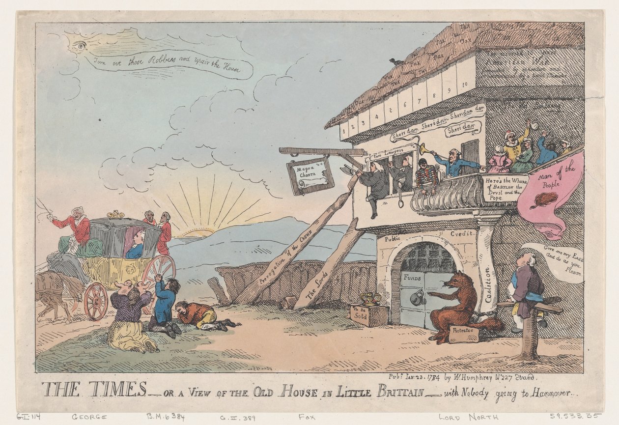 The Times - ou uma vista da velha casa em Little Britain - com ninguém indo ..., 23 de janeiro de 1784. de Thomas Rowlandson