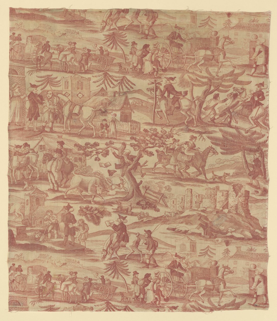 As Viagens do Doutor Sintaxe (Tecido de Mobiliário) de Thomas Rowlandson