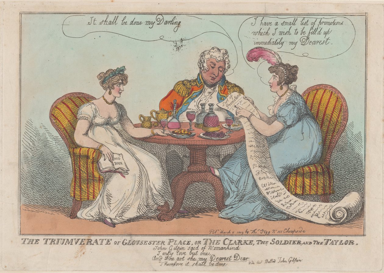 O Triunvirato de Gloucester Place, ou The Clarke, The Soldier, and The Taylor, 1809., 1809. de Thomas Rowlandson