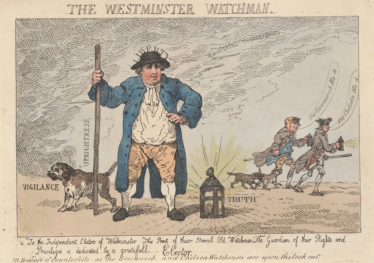 O Guarda de Westminster de Thomas Rowlandson