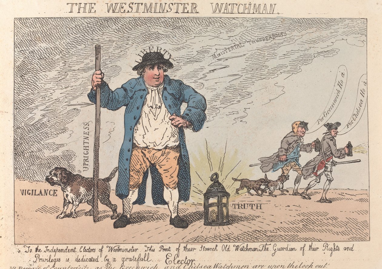 O Guarda de Westminster de Thomas Rowlandson