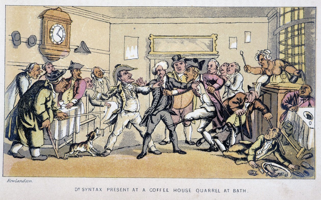 O médico num bistrô onde uma briga irrompe - em "Doctor Syntax