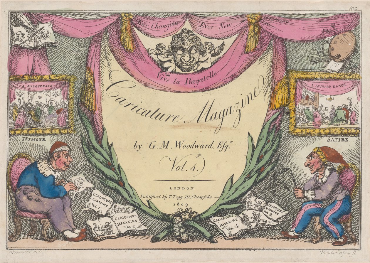 Página de rosto, The Caricature Magazine por G. M. Woodward, Vol. 4, 1809., 1809. de Thomas Rowlandson