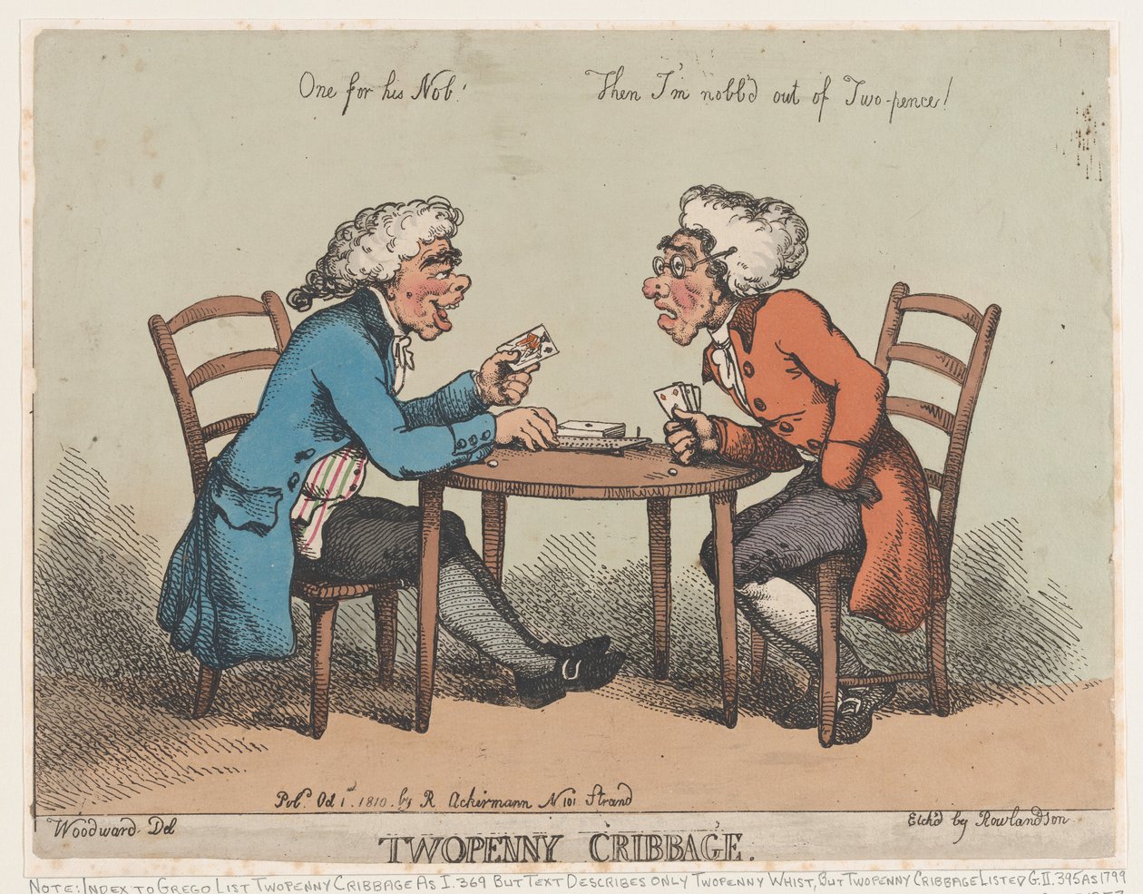 Two Penny Cribbage, 1º de outubro de 1810., 1º de outubro de 1810, b. de Thomas Rowlandson
