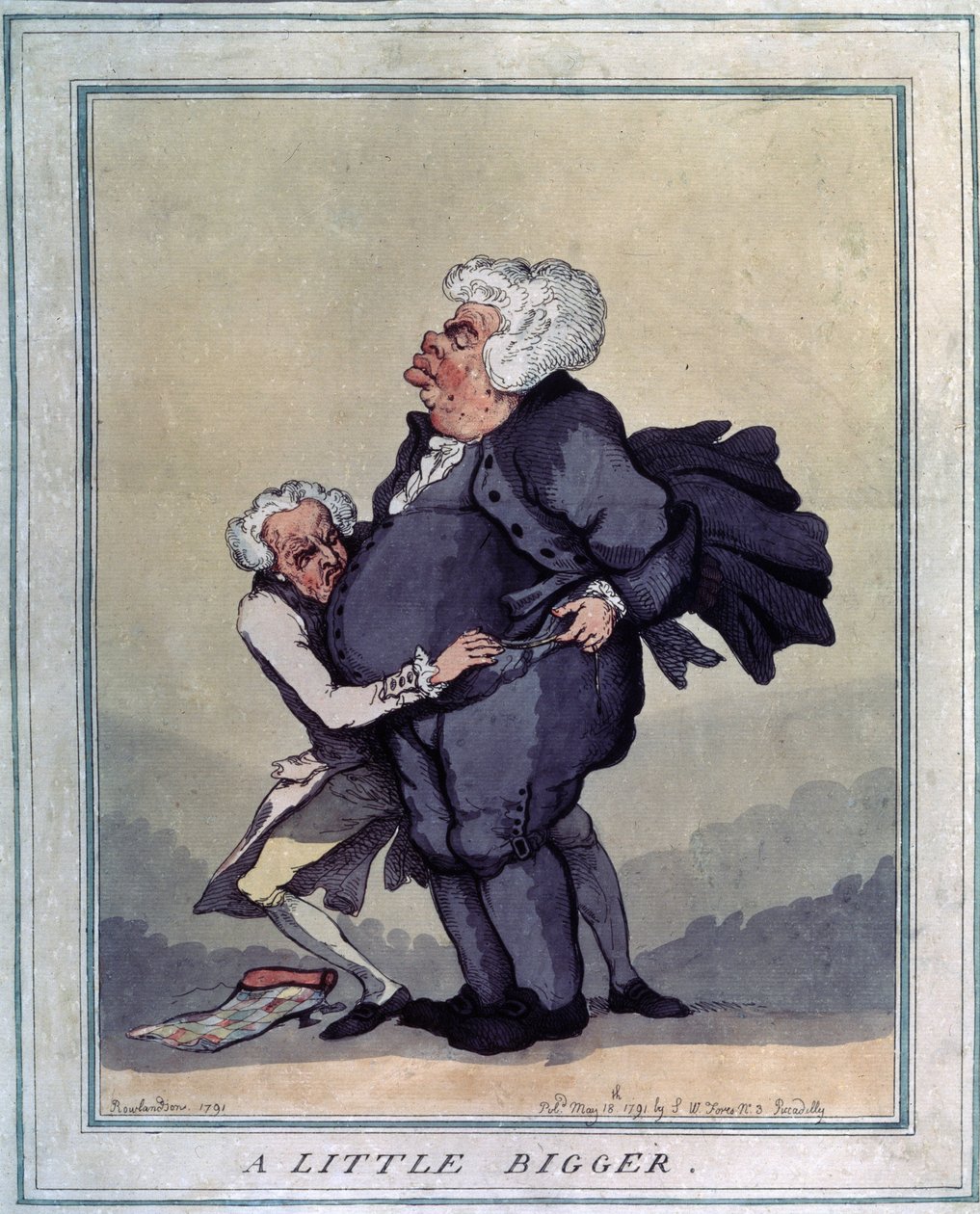 Um pouco maior. Desenho de Thomas Rowlandson (1756-1827). Água-forte e aquarela, 41 x 31,9 cm de Thomas Rowlandson