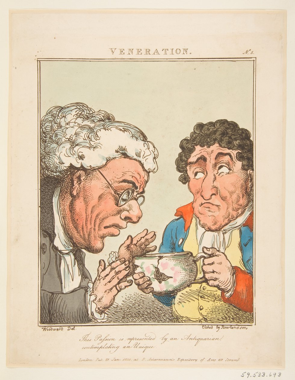 Veneração Le Brun Travested, ou Caricaturas das Paixões, 21 de janeiro de 1800. de Thomas Rowlandson
