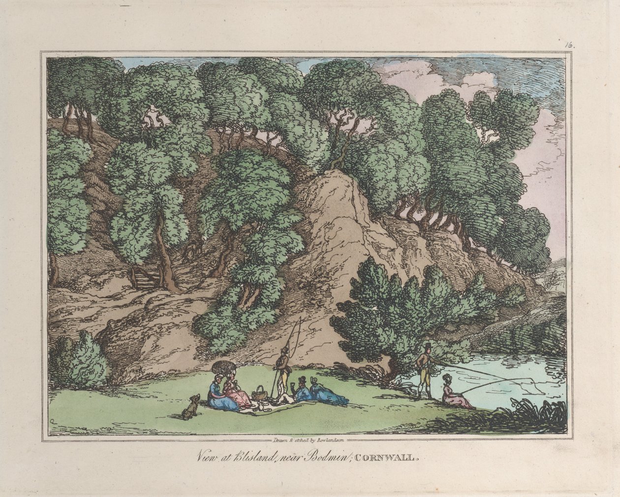 Vista em Blisland, perto de Bodmin, Cornwall, de Sketches from Nature, 1822., 1822. de Thomas Rowlandson