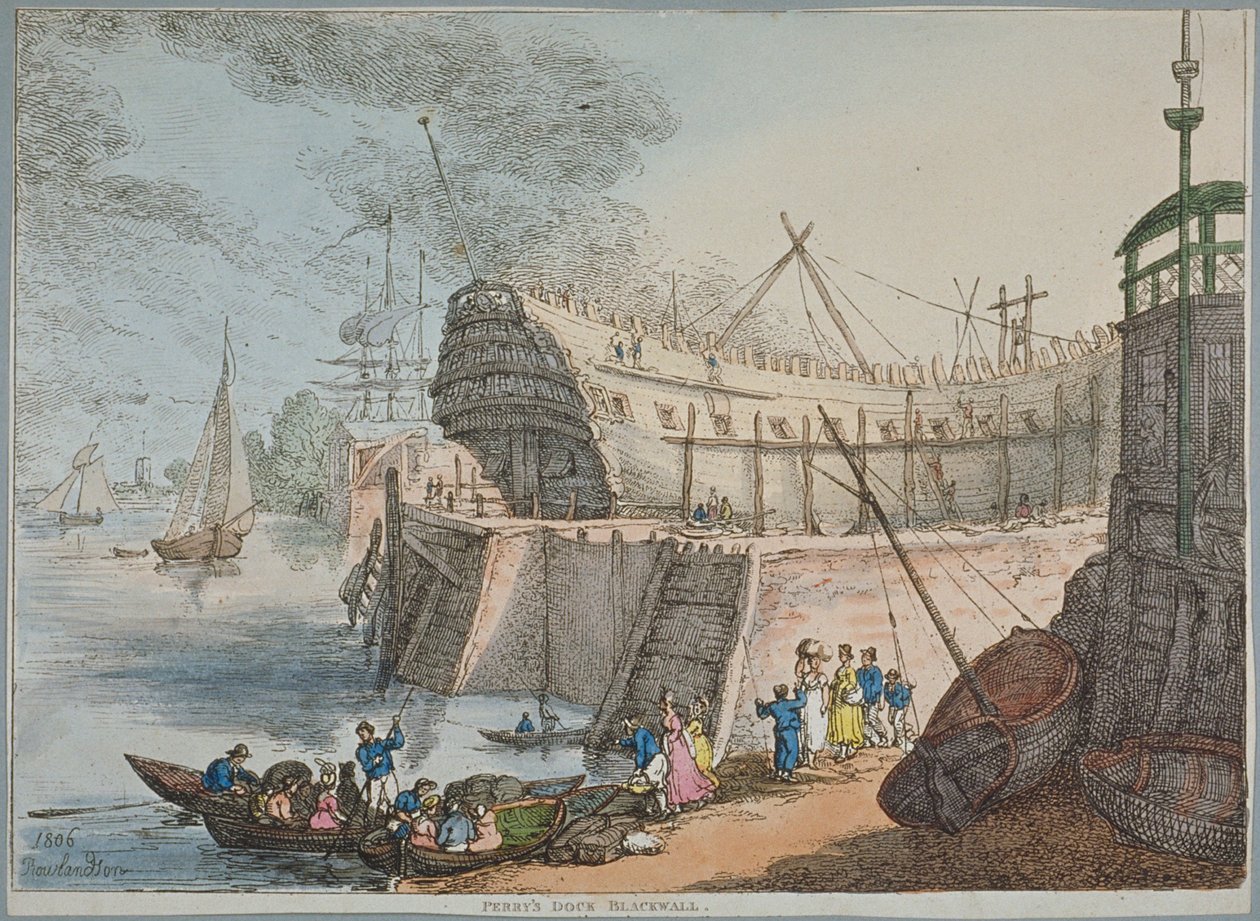 Vista da doca Brunswick de Thomas Rowlandson