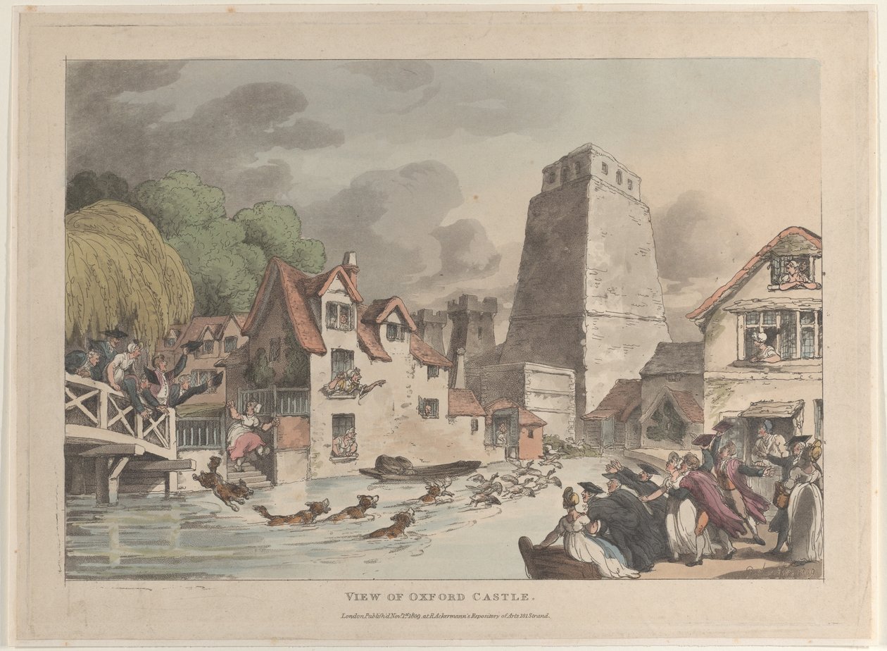Vista do Castelo de Oxford, 1809., 1809. de Thomas Rowlandson