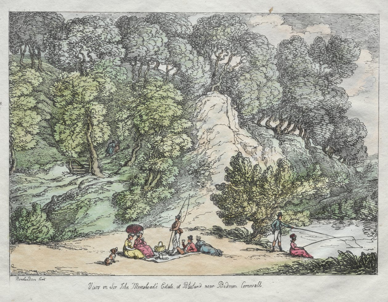Vista na propriedade de Sir John Moreshead em Blisland perto de Bodmin, Cornwall de Thomas Rowlandson