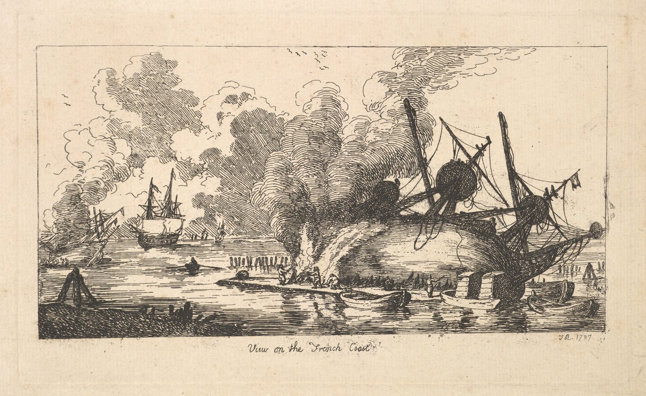 Vista na costa francesa, 1787. de Thomas Rowlandson