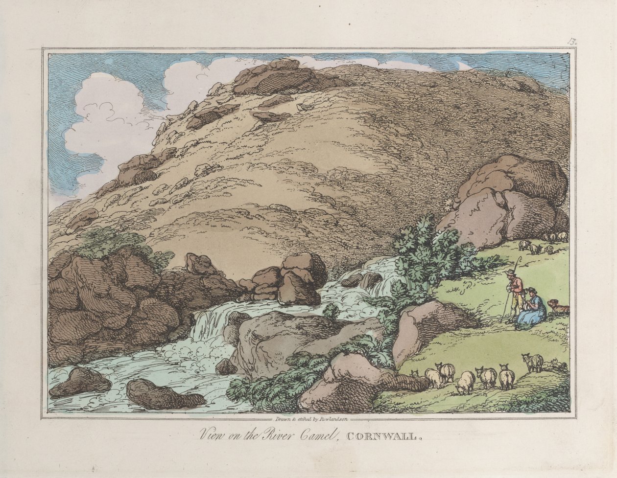 Vista sobre o rio Camel, na Cornualha de Thomas Rowlandson