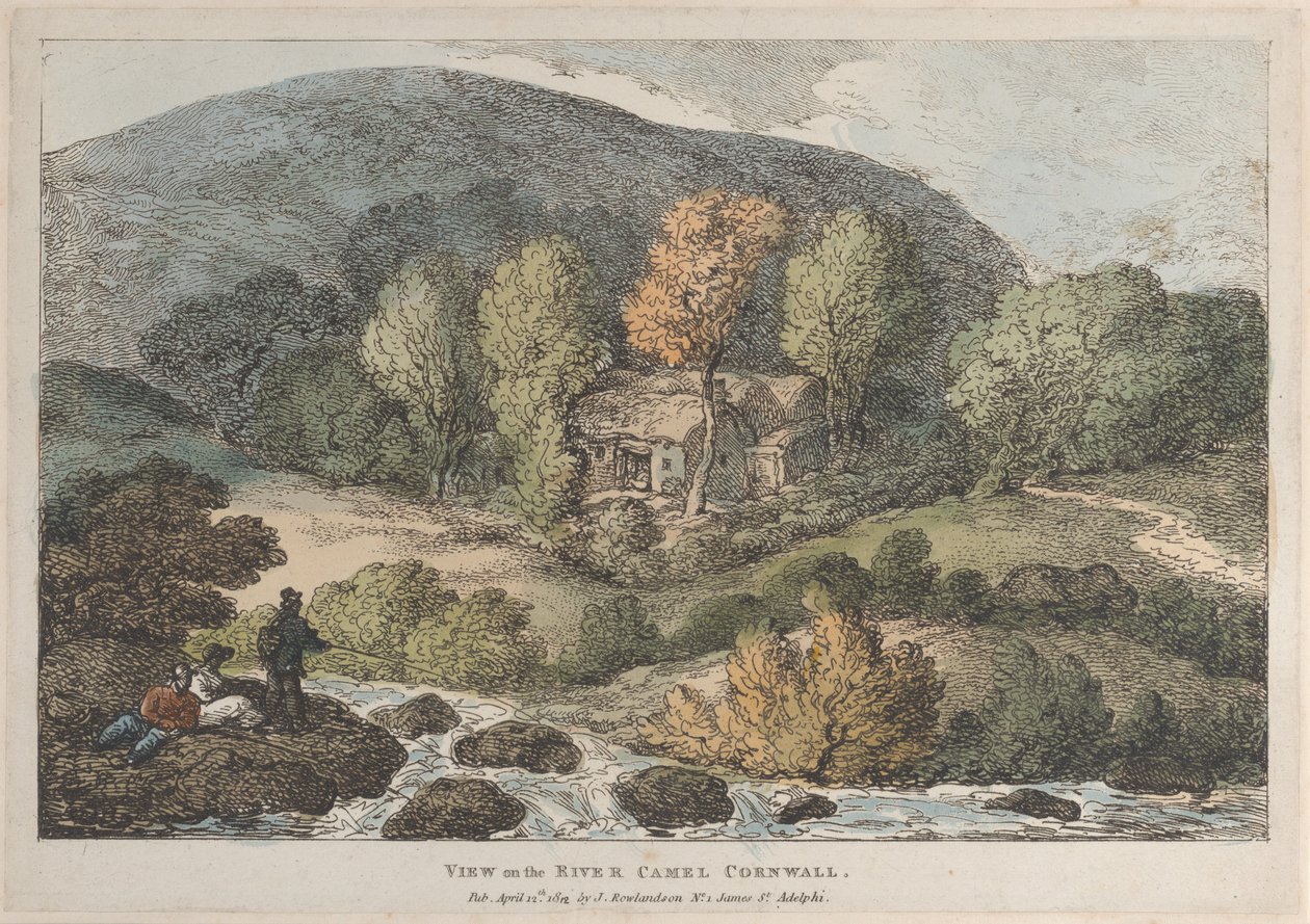 Vista no rio Camel Cornwall, de Views in Cornwall, 12 de abril de 1812., 12 de abril de 1812. de Thomas Rowlandson
