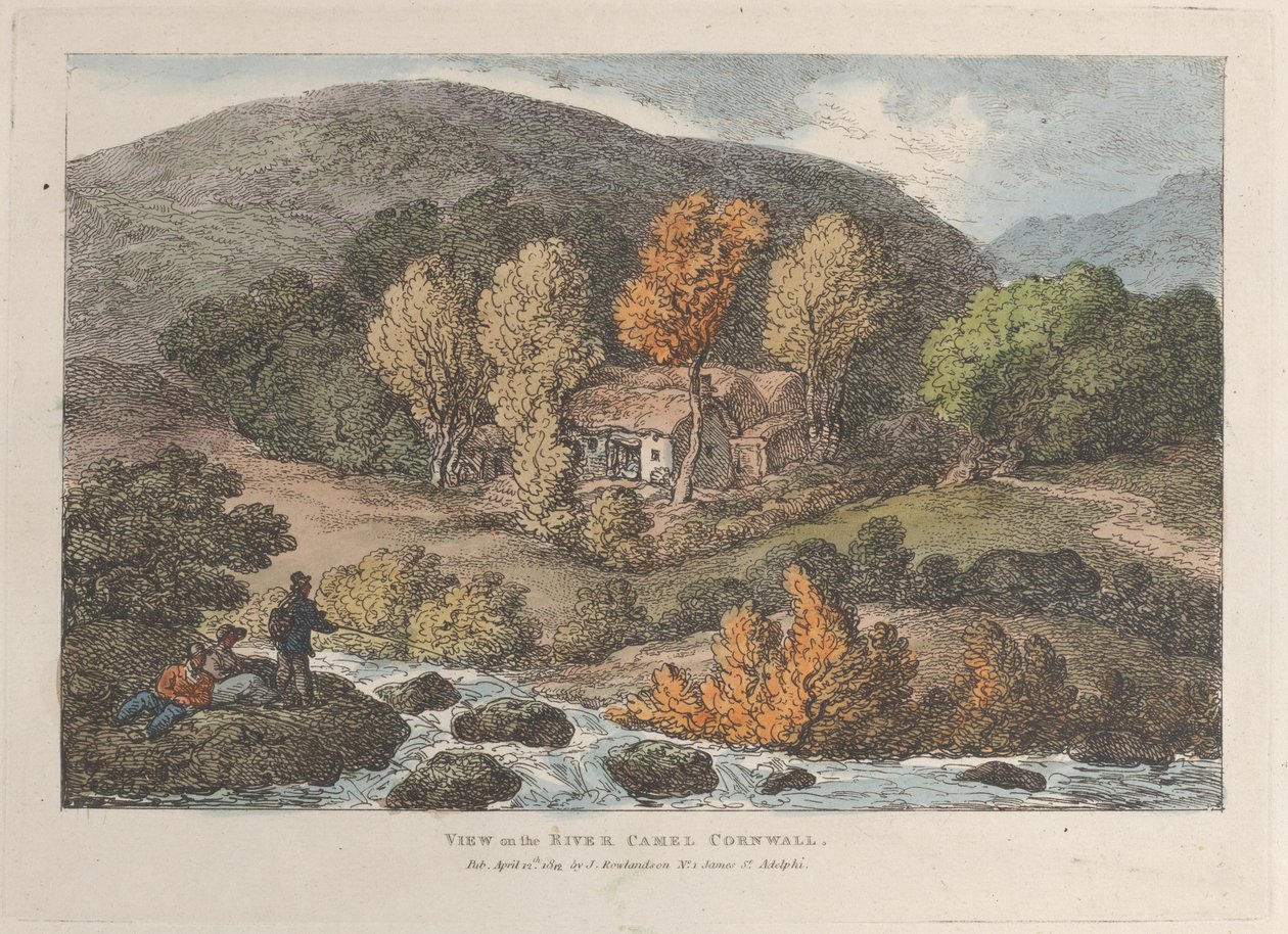 Vista no River Camel, Cornwall, de Views in Cornwall, 12 de abril de 1812., 12 de abril de 1812. de Thomas Rowlandson