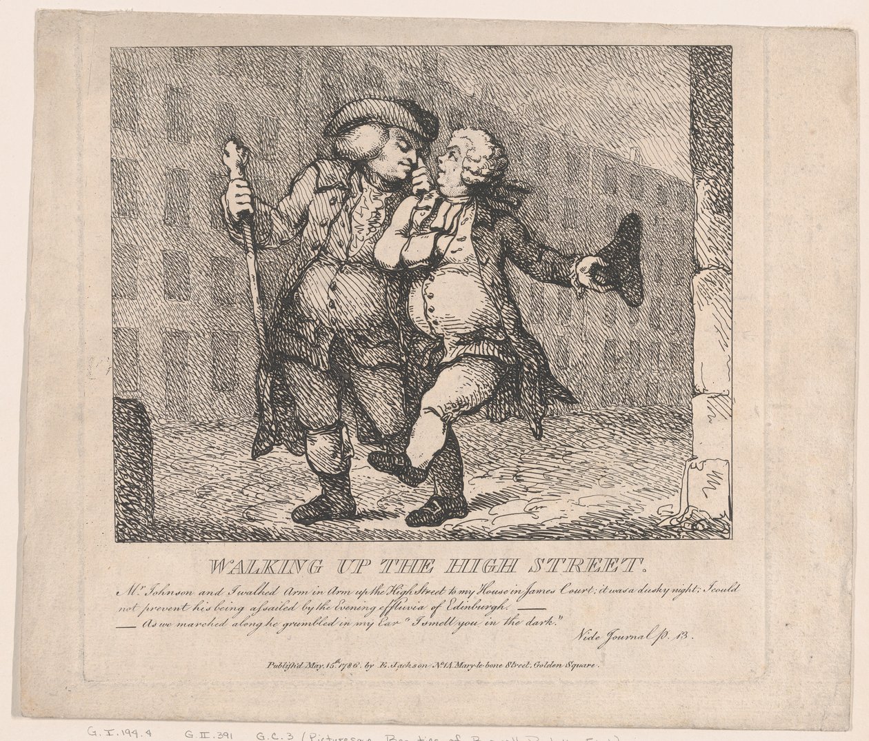 Subindo a High Street, Edimburgo Belezas pitorescas de Boswell, Part the F..., 15 de maio de 1786. de Thomas Rowlandson
