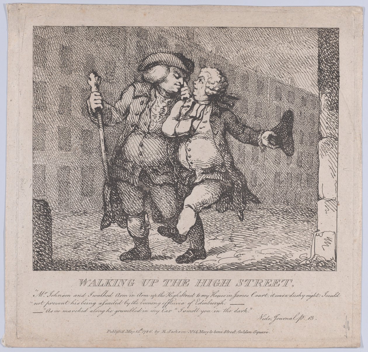 Subindo a High Street, Edimburgo Belezas pitorescas de Boswell, Part the F..., 15 de maio de 1786. de Thomas Rowlandson