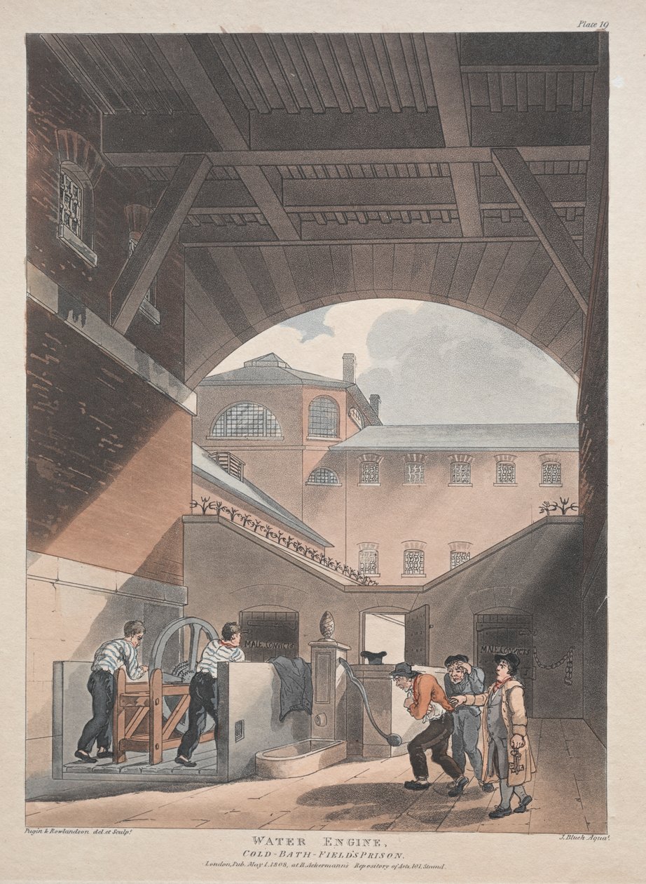 Motor de água, Coldbath, Prisão Fields de Thomas Rowlandson