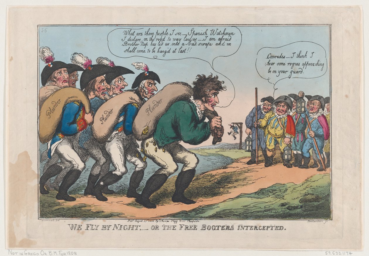 We Fly By Night, Or The Free Booters Intercepted, 27 de agosto de 1808., 27 de agosto de 1808. de Thomas Rowlandson