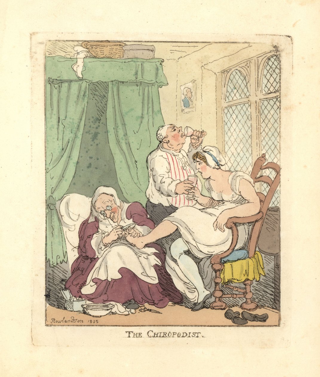 Mulher a ter os pés tratados dolorosamente por um quiropodista. de Thomas Rowlandson